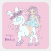 Princess Birthday Vierkante Sticker (Voorkant)