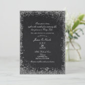 Princess Black Damask Elegant Storybook Wedding Kaart (Staand voorkant)