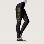 Princess Black & Gold Faux Folie Yoga Broek Leggings<br><div class="desc">Princess Black & Gold Faux Folie Typografie en Heart Yoga Broek. De Princess White en Black Yoga Broek zijn het perfecte workout cadeau voor de prinses in je leven.</div>