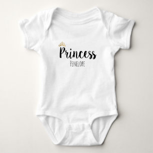 Princess Black Script Font Crown Romper