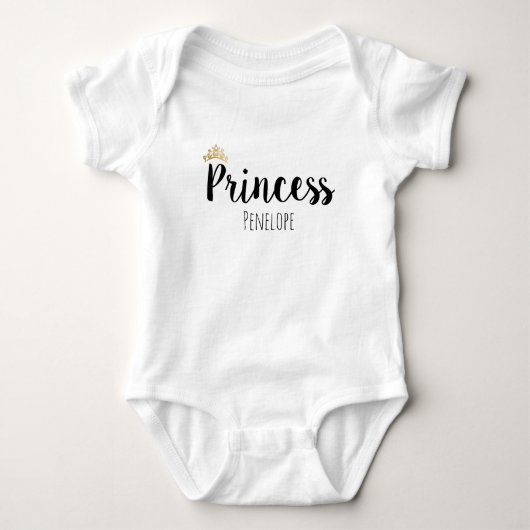 Princess Black Script Font Crown Romper (Voorkant)
