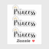 Princess Black Script Font Crown Sticker (Vel)