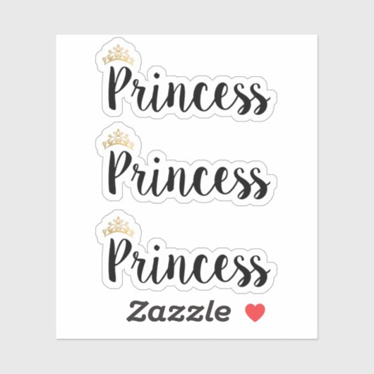 Princess Black Script Font Crown Sticker (Vel)