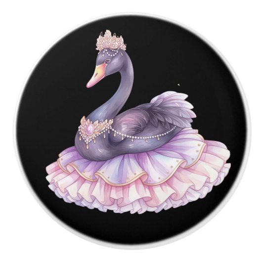 Princess Black Swan Girl's Ceramic Knob Keramische Knop (Voorkant)
