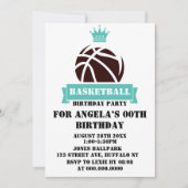 Princess Blauwgroen Basketball Birthday Party nodi (Voorkant)