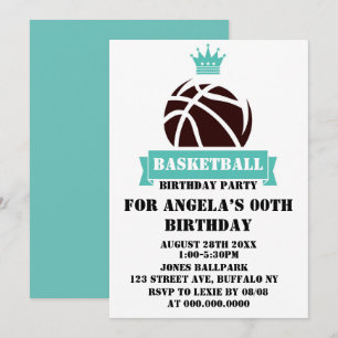 Princess Blauwgroen Basketball Birthday Party nodi