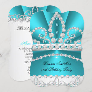 Princess Blauwgroen Blue Diamond Tiara Birthday Pa Kaart