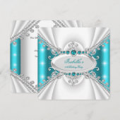 Princess Blauwgroen Blue Pearls Sparkles Birthday  Kaart (Voorkant / Achterkant)