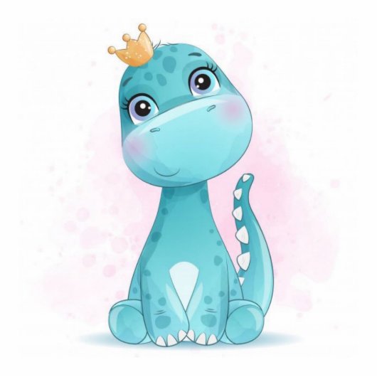 Princess Blauwgroen Dinosaur Baby shower Cake Topp Staand Fotobeeldje (Voorkant)