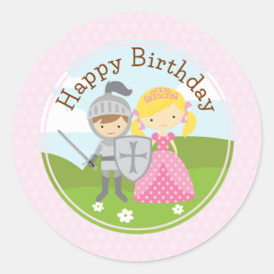 Princess blond en Knight 2-inch cirkelsticker Ronde Sticker