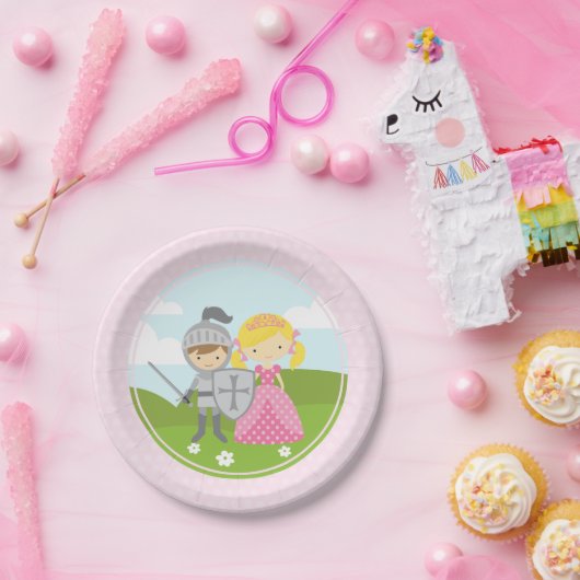Princess blond- en Knight-borden Papieren Bordje (Feest)