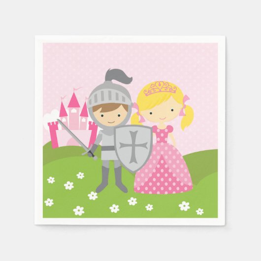 Princess blond en Knight party napkins Servet (Voorkant)