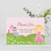 Princess blond en Knight-verjaardag Dank u wel Bedankkaart (Staand voorkant)