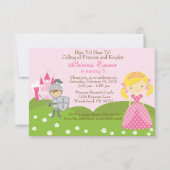 Princess (blond) en Knight verjaardagsuitnodiging Kaart (Voorkant)