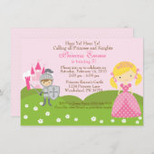 Princess (blond) en Knight verjaardagsuitnodiging Kaart (Voorkant / Achterkant)