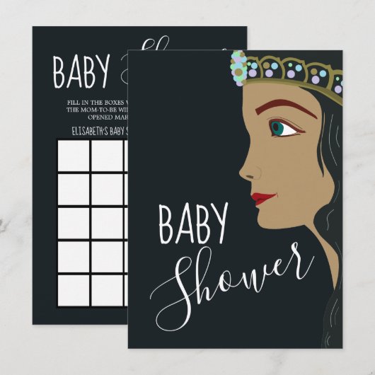 Princess Blue Baby shower Bingo Kaart (Voorkant / Achterkant)