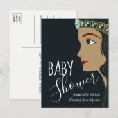 Princess Blue Baby shower Invitation Uitnodiging Briefkaart (Voorkant / Achterkant)