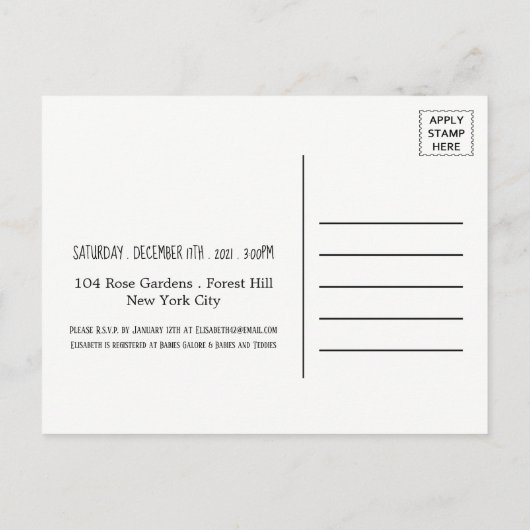 Princess Blue Baby shower Invitation Uitnodiging Briefkaart (Achterkant)