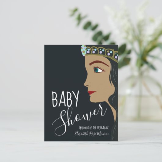 Princess Blue Baby shower Invitation Uitnodiging Briefkaart (Staand voorkant)