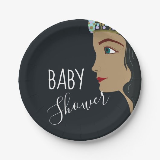 Princess Blue Baby shower Papieren Bordje (Voorkant)