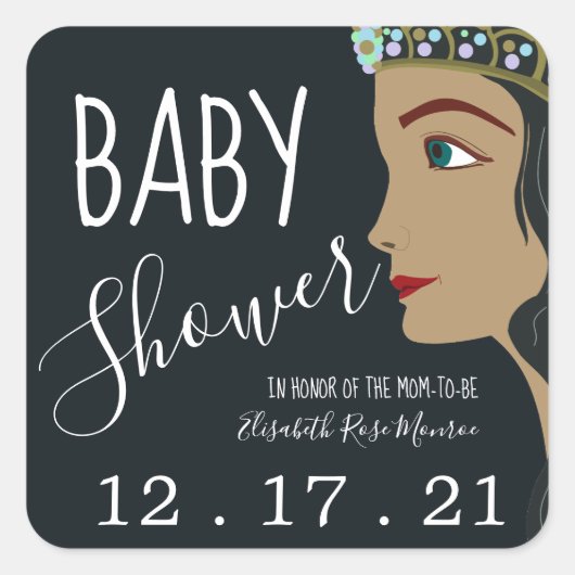 Princess Blue Baby shower Save the Date Vierkante Sticker (Voorkant)