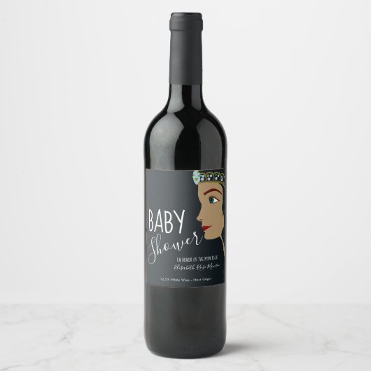 Princess Blue Baby shower Wijn Etiket (Voorkant)