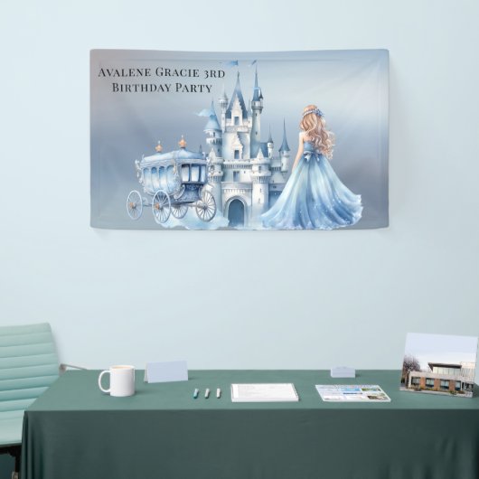 Princess Blue Carriage krijgt 3 verjaardagsfeestje Spandoek (Beurs)