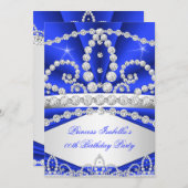 Princess Blue Diamond Tiara Birthday Party Kaart (Voorkant / Achterkant)