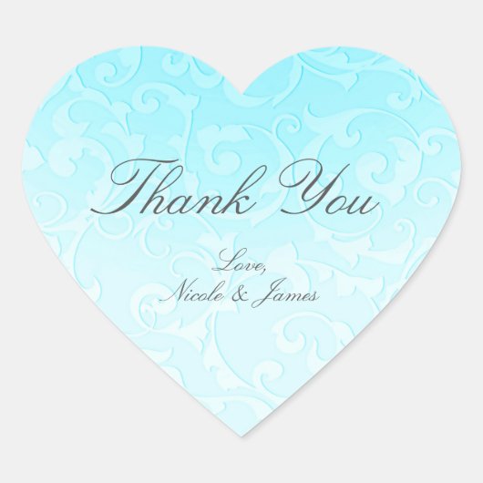 Princess Blue Elegant Storybook Swirl Wedding Hart Sticker (Voorkant)