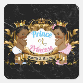 Princess Blue & Pink Royal Gender Rebability Vierkante Sticker