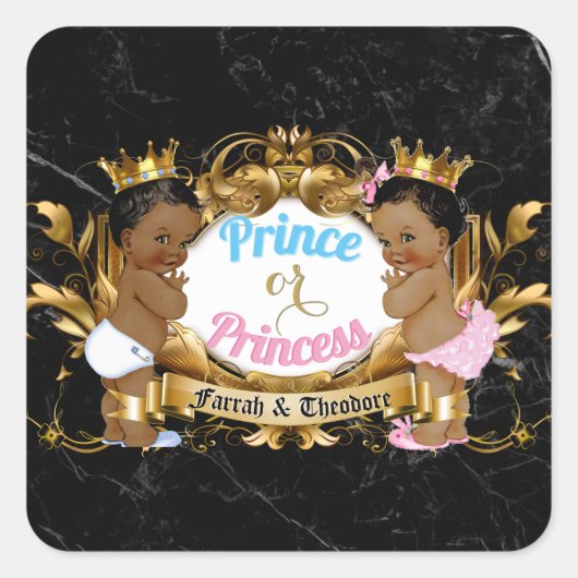 Princess Blue & Pink Royal Gender Rebability Vierkante Sticker (Voorkant)