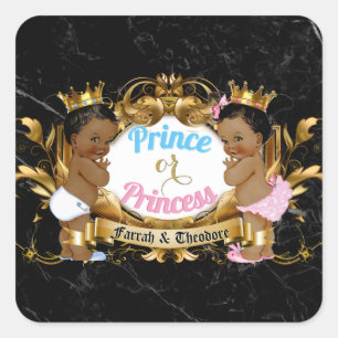 Princess Blue & Pink Royal Gender Rebability Vierkante Sticker