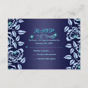Princess Blue Roos Sweet16 RSVP-kaart RSVP Kaartje