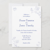 Princess Blue waterverf floral Wedding Invitation Kaart (Voorkant)