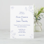 Princess Blue waterverf floral Wedding Invitation Kaart (Staand voorkant)