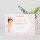 Princess Blush Pink & Silver Baby Girl Kaart (Staand voorkant)