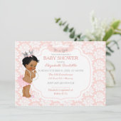 Princess Blush Pink & Silver Baby Girl Kaart (Staand voorkant)