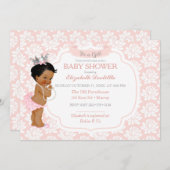 Princess Blush Pink & Silver Baby Girl Kaart (Voorkant / Achterkant)