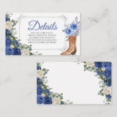 Princess Boot Silver Navy Quinceañera Detail Kaart (Voorkant / Achterkant)