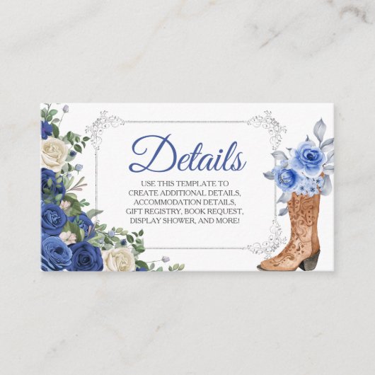Princess Boot Silver Navy Quinceañera Detail Kaart (Voorkant)