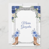 Princess Boot Silver Navy Quinceañera Kaart (Achterkant)