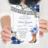 Princess Boot Silver Navy Quinceañera Kaart