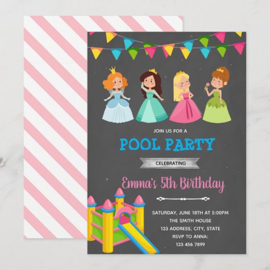 Princess bounce house kaart (Voorkant / Achterkant)