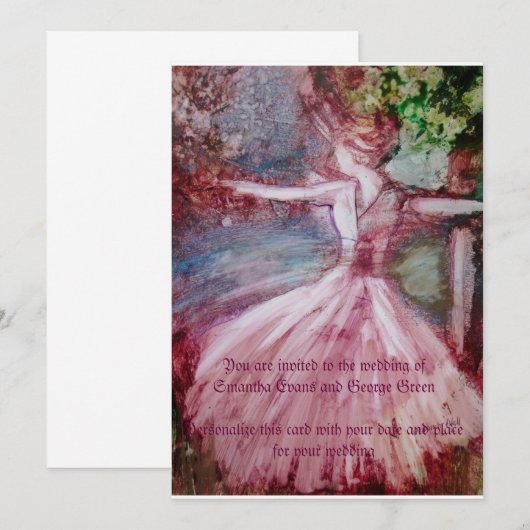 "Princess Bride" Wedding Invitation Kaart (Voorkant / Achterkant)