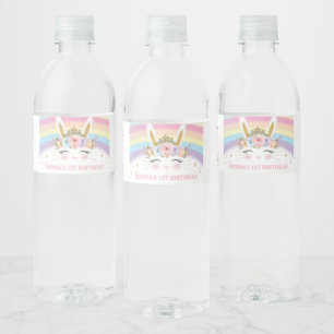 Princess Bunny Rabbit Birthday Party Favor Waterfles Etiket