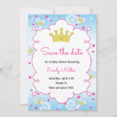 Princess Butterfly Baby shower Save the Date (Voorkant)