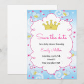 Princess Butterfly Baby shower Save the Date (Voorkant / Achterkant)