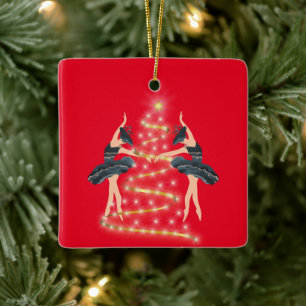 Princess butterfly ballerina blue en gold keramisch ornament