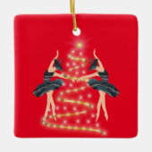 Princess butterfly ballerina blue en gold keramisch ornament (Voorkant)