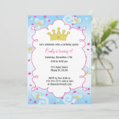Princess Butterfly Girl Birthday Invitation Kaart (Staand voorkant)